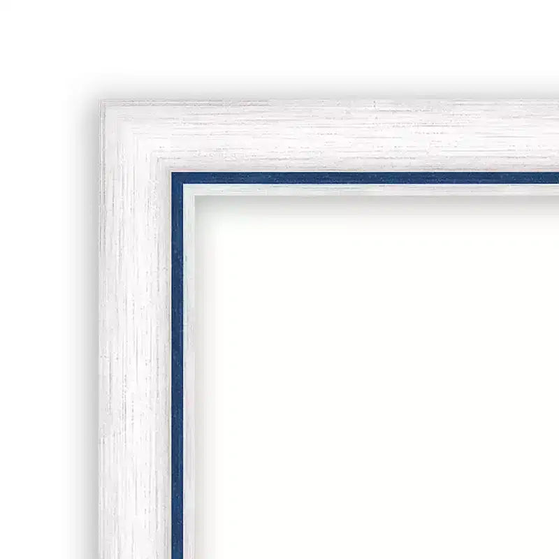 Specchio da bagno da parete Morgan 50x66 cm, senza smussatura, bianco/blu: stile moderno, cornice in legno, montaggio a parete