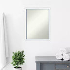 Specchio da bagno da parete Morgan 50x66 cm, senza smussatura, bianco/blu: stile moderno, cornice in legno, montaggio a parete