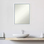 Specchio da bagno da parete Morgan 50x66 cm, senza smussatura, bianco/blu: stile moderno, cornice in legno, montaggio a parete
