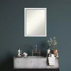 Specchio da bagno da parete Morgan 50x66 cm, senza smussatura, bianco/blu: stile moderno, cornice in legno, montaggio a parete