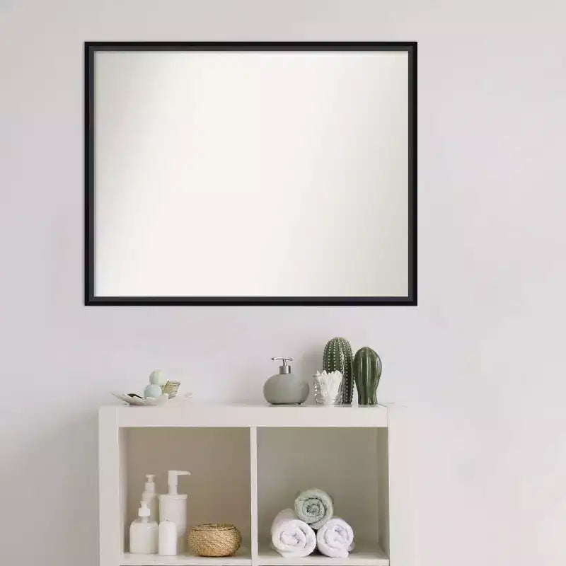 Specchio da parete per bagno Lucie Wood non smussato nero 29" x 23": Contemporaneo, da parete