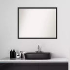 Specchio da parete per bagno Lucie Wood non smussato nero 29" x 23": Contemporaneo, da parete