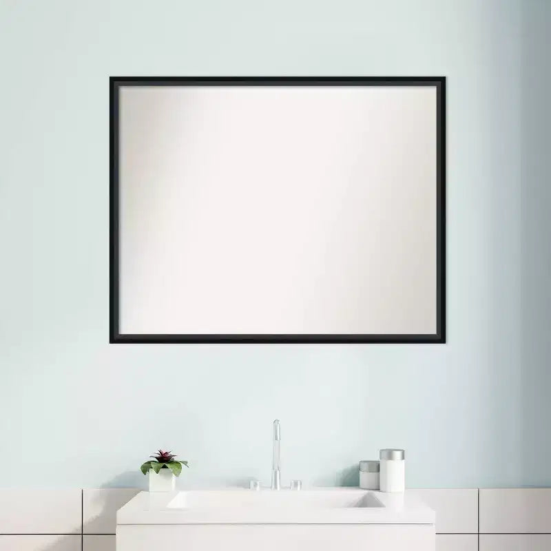 Specchio da parete per bagno Lucie Wood non smussato nero 29" x 23": Contemporaneo, da parete