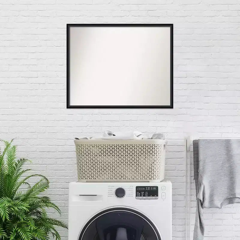 Specchio da parete per bagno Lucie Wood non smussato nero 29" x 23": Contemporaneo, da parete