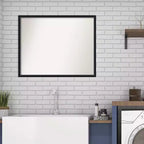 Specchio da parete per bagno Lucie Wood non smussato nero 29" x 23": Contemporaneo, da parete