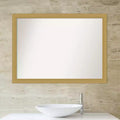 Specchio da parete per bagno Grace da 42" x 31" senza smussatura oro spazzolato: Rettangolare, cornice in polistirene, montato a parete