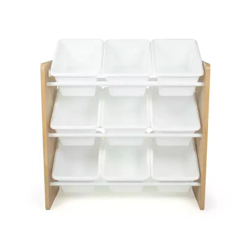 Organizzatore per giochi per bambini Kids' Journey con 9 contenitori in plastica legno naturale/bianco: struttura in MDF, 3 ripiani