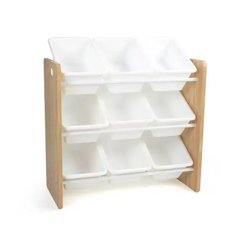 Organizzatore per giochi per bambini Kids' Journey con 9 contenitori in plastica legno naturale/bianco: struttura in MDF, 3 ripiani