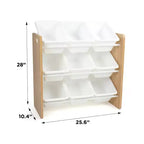 Organizzatore per giochi per bambini Kids' Journey con 9 contenitori in plastica legno naturale/bianco: struttura in MDF, 3 ripiani
