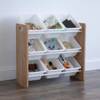 Organizzatore per giochi per bambini Kids' Journey con 9 contenitori in plastica legno naturale/bianco: struttura in MDF, 3 ripiani
