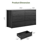 Cassettiera Rustica a 6 cassetti per Camera da Letto, in Legno, Senza Maniglie, Mobile Contenitore con Cassetti per Camera da Letto, Soggiorno, con Sicurezza Antiribaltamento