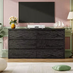 Cassettiera Rustica a 6 cassetti per Camera da Letto, in Legno, Senza Maniglie, Mobile Contenitore con Cassetti per Camera da Letto, Soggiorno, con Sicurezza Antiribaltamento