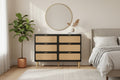 6-Drawer Rattan Storage Dresser (PB Board + Sticker + PE Rattan)