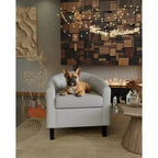 Poltrona a pozzetto, piccola poltrona con braccioli e cuscino in PU, 25x26.8x28, poltrona lounge in similpelle marrone, grigio e nero per spazi compatti