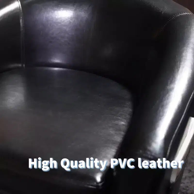 Poltrona a pozzetto, piccola poltrona con braccioli e cuscino in PU, 25x26.8x28, poltrona lounge in similpelle marrone, grigio e nero per spazi compatti