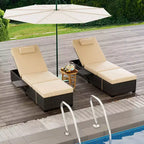 Lettino da Giardino in Rattan per Esterni, Sdraio Reclinabile Regolabile per Piscina con Cuscino, Vimini PE, Lettino Prendisole per Spiaggia, Cortile