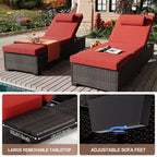 Lettino da Giardino in Rattan per Esterni, Sdraio Reclinabile Regolabile per Piscina con Cuscino, Vimini PE, Lettino Prendisole per Spiaggia, Cortile