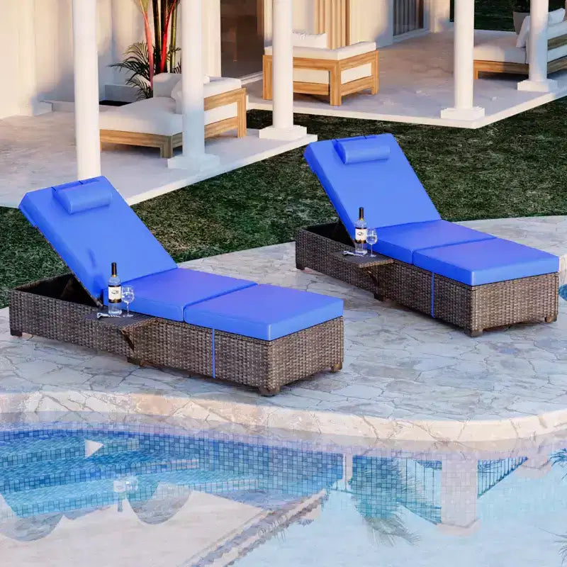 Lettino da Giardino in Rattan per Esterni, Sdraio Reclinabile Regolabile per Piscina con Cuscino, Vimini PE, Lettino Prendisole per Spiaggia, Cortile
