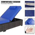 Lettino da Giardino in Rattan per Esterni, Sdraio Reclinabile Regolabile per Piscina con Cuscino, Vimini PE, Lettino Prendisole per Spiaggia, Cortile