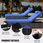Lettino da Giardino in Rattan per Esterni, Sdraio Reclinabile Regolabile per Piscina con Cuscino, Vimini PE, Lettino Prendisole per Spiaggia, Cortile