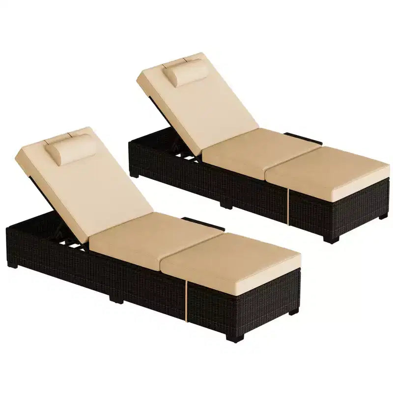 Lettino da Giardino in Rattan per Esterni, Sdraio Reclinabile Regolabile per Piscina con Cuscino, Vimini PE, Lettino Prendisole per Spiaggia, Cortile