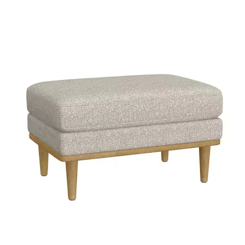 TUYOHW 31L Plush Fabric Accent Ottoman with Solid Wood Legs,Sturdy Living Room Footrest Ottoman with High-Resilience Foam Filling,Tan
