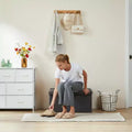 Panca poggiapiedi Okak 76 x 110 cm con contenitore e seduta imbottita in schiuma spessa, pieghevole con grande capacità, panca per la camera da letto o il soggiorno