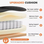 Sedia in pelle grande e alta con poggiapiedi, ampia sedia direzionale ergonomica comoda e con schienale alto e supporto lombare, nera