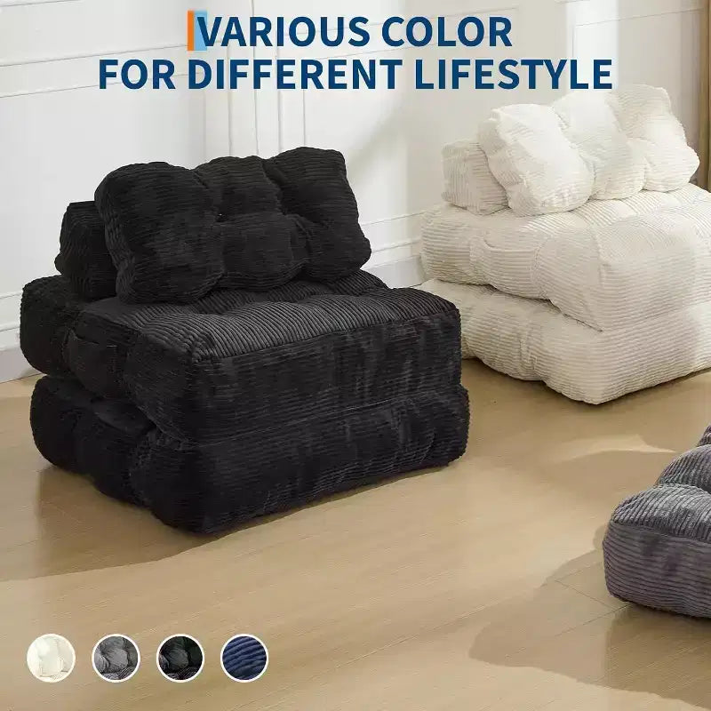 Divano Letto Pieghevole Singolo & Poltrona Letto con Cuscino, Supporto Materasso Portatile per Soggiorno, Camera da Letto, Dormitorio, Appartamento Nero