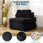 Divano Letto Pieghevole Singolo & Poltrona Letto con Cuscino, Supporto Materasso Portatile per Soggiorno, Camera da Letto, Dormitorio, Appartamento Nero