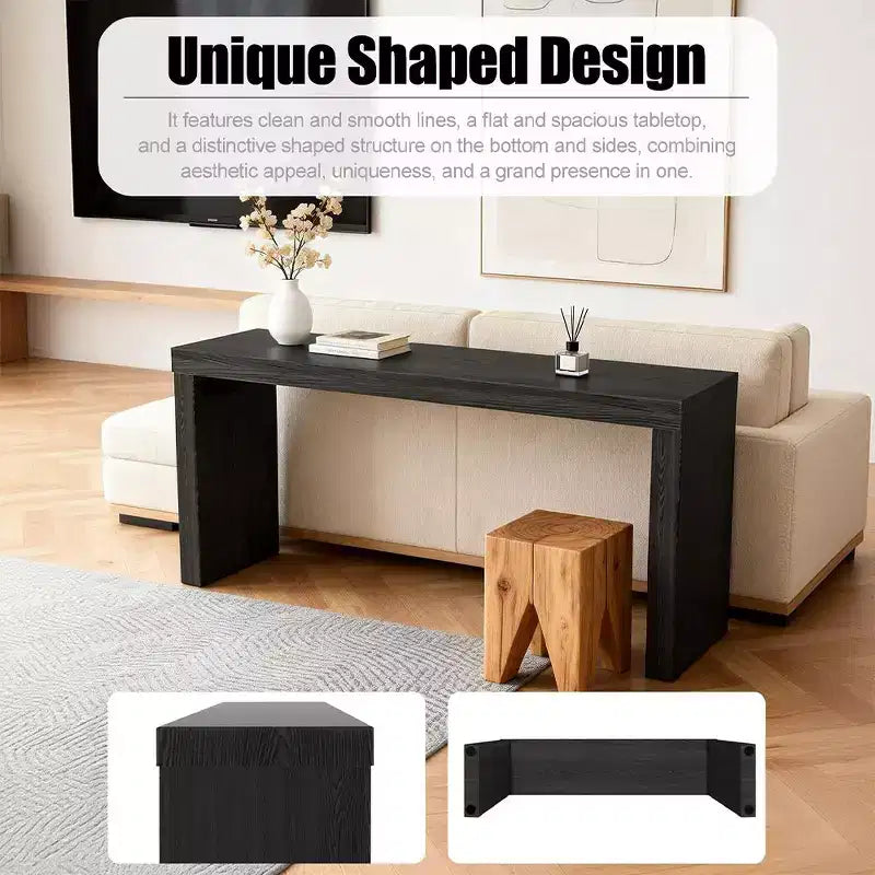 Tavolino console moderno in legno nero stretto da 58 pollici per soggiorno