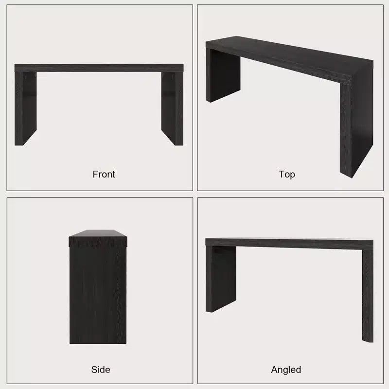 Tavolino console moderno in legno nero stretto da 58 pollici per soggiorno