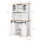 Mobile bar da fattoria con anta scorrevole a granaio, credenza rustica da 70 pollici con portabottiglie e portabicchieri per cucina, sala da pranzo o angolo bar