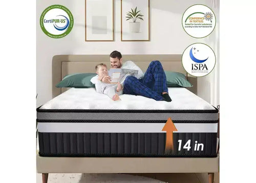 14 Inch Queen Mattress, Gel Memory Foam Hybrid Mattress in a Box, Pocket Spring Support w/ Motion Isolation & Pressure Relief,Medium Firm,CertiPUR-US