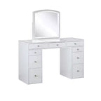 Set Toeletta 3 Pezzi Bianca Con Specchio Led E Sgabello Imbottito Beige