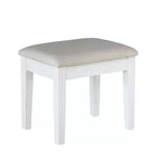 Set Toeletta 3 Pezzi Bianca Con Specchio Led E Sgabello Imbottito Beige
