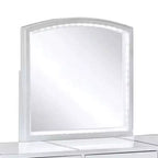Set Toeletta 3 Pezzi Bianca Con Specchio Led E Sgabello Imbottito Beige