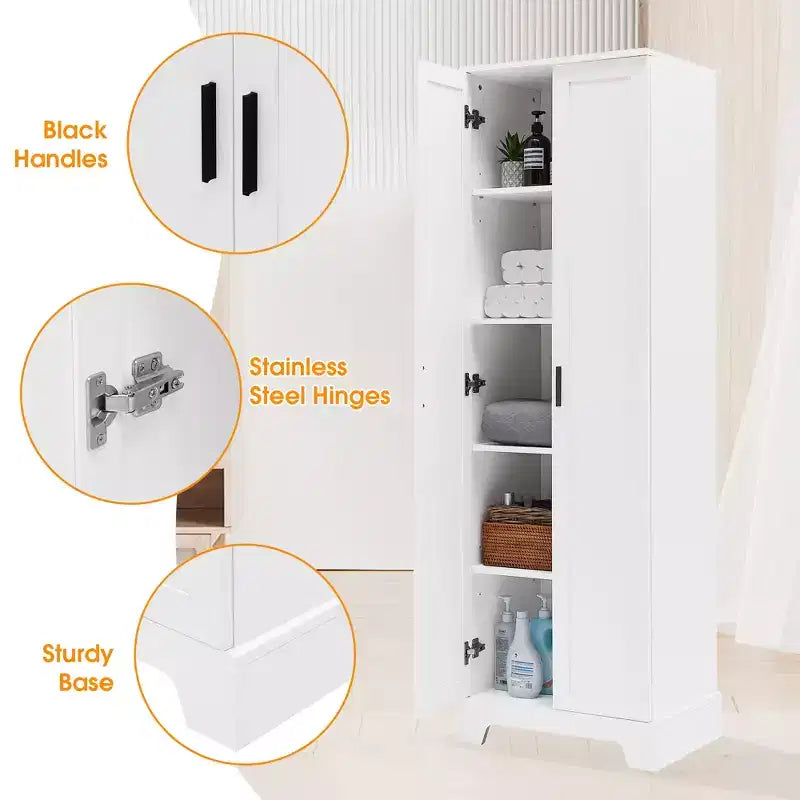 Mobiletto da appoggio Tracy Modern in legno con doppie ante e ripiani regolabili