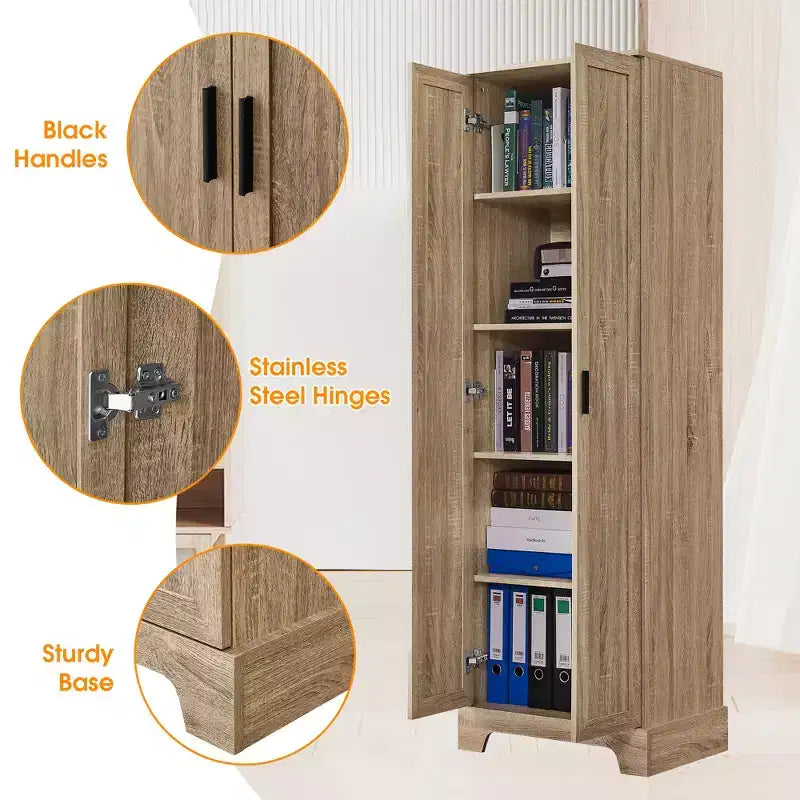 Mobiletto da appoggio Tracy Modern in legno con doppie ante e ripiani regolabili