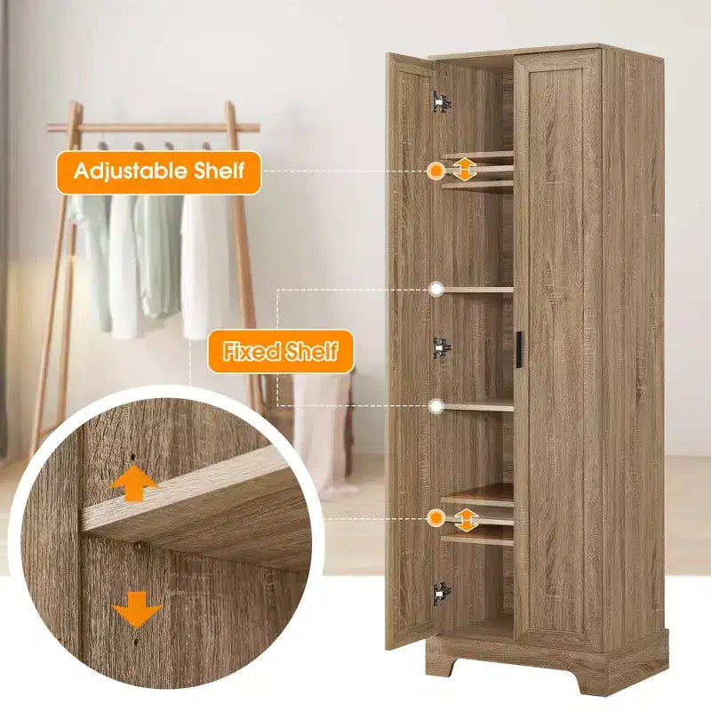 Mobiletto da appoggio Tracy Modern in legno con doppie ante e ripiani regolabili