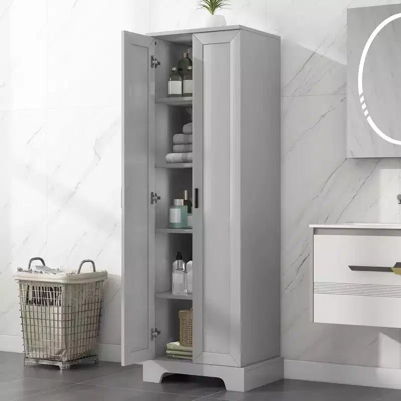Mobiletto da appoggio Tracy Modern in legno con doppie ante e ripiani regolabili