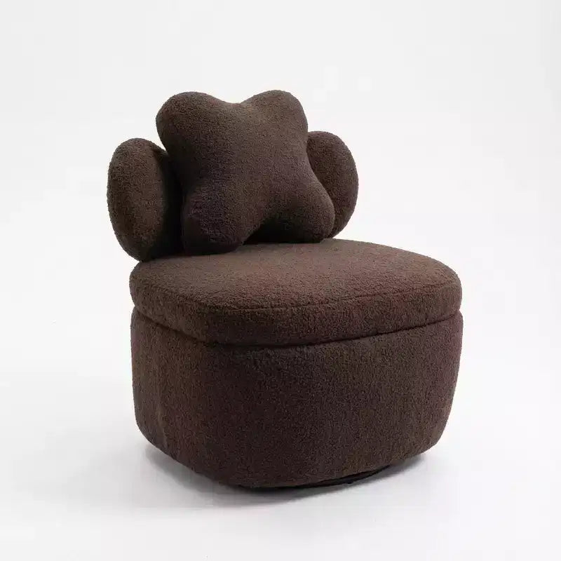 Sedia Girevole con Schienale a Cuore, Divano Lounge in Velluto Teddy Girevole a 360 Gradi con Contenitore per Soggiorno