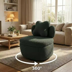 Sedia Girevole con Schienale a Cuore, Divano Lounge in Velluto Teddy Girevole a 360 Gradi con Contenitore per Soggiorno