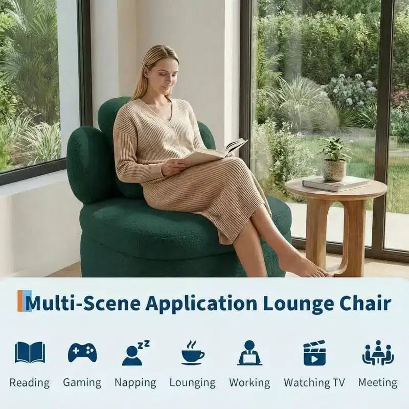 Sedia Girevole con Schienale a Cuore, Divano Lounge in Velluto Teddy Girevole a 360 Gradi con Contenitore per Soggiorno