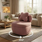 Sedia Girevole con Schienale a Cuore, Divano Lounge in Velluto Teddy Girevole a 360 Gradi con Contenitore per Soggiorno