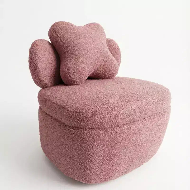Sedia Girevole con Schienale a Cuore, Divano Lounge in Velluto Teddy Girevole a 360 Gradi con Contenitore per Soggiorno