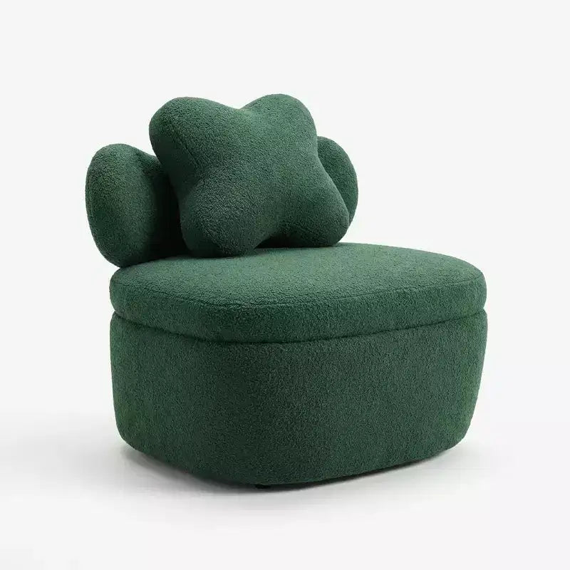 Sedia Girevole con Schienale a Cuore, Divano Lounge in Velluto Teddy Girevole a 360 Gradi con Contenitore per Soggiorno