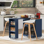 Isola da Cucina Mobile Paolo con Tavolo Rimovibile e Armadietto, Luce LED e Presa di Corrente