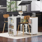 Isola da Cucina Mobile Paolo con Tavolo Rimovibile e Armadietto, Luce LED e Presa di Corrente