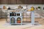 GDFStudio Paolo Modern Rolling Kitchen Island with Movable Table & Cabinet, LED Light and Power Outlet